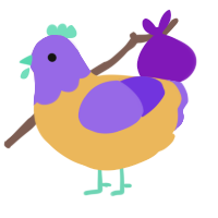 Cadbury, a honey and blurple chicken with a head pattern