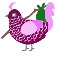 Rikku, a wine and lavender chicken with a lace pattern