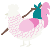 Streetlight, a white and pink chicken with a lace pattern