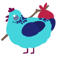 the blue one is here, a aqua and navy chicken with a neck-speckle pattern