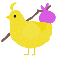Skin and Bone, a yellow chicken with a speckle pattern