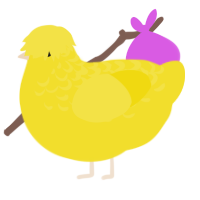 Ducky, a yellow chicken with a half-lace pattern