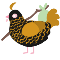 Aries, a sable and ochre chicken with a lace pattern