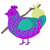 Precious Raven, a amethyst and turquoise chicken with a lace pattern