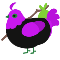 Crazy Ass, a black and amethyst chicken with a head pattern