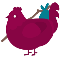 Healthy pancreas, a maroon chicken with a head pattern