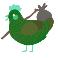 booger, a leaf and olive chicken with a lace pattern