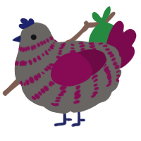 (unnamed), a grey and wine chicken with a bar pattern