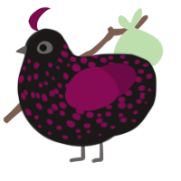 chicken pox, a sable and wine chicken with a speckle pattern