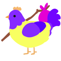 wario, a lemon and blurple chicken with a head pattern