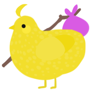 pee puddle, a yellow chicken with a speckle pattern