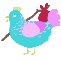 Electric Cotton, a aqua and lavender chicken with a half-lace pattern