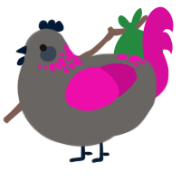 (unnamed), a grey and fuchsia chicken with a neck-speckle pattern