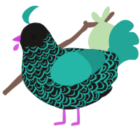 Mimty, a sable and turquoise chicken with a double-lace pattern