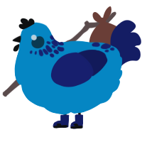 Archer, a cerulean and navy chicken with a neck-speckle pattern