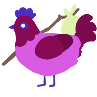 Raspberry soda, a orchid and wine chicken with a head pattern