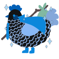 Jazz Blues, a sable and mist chicken with a lace pattern