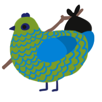 Rainwing, a chartreuse and sapphire chicken with a lace pattern