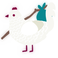 shallow bliss, a white chicken with a lace pattern