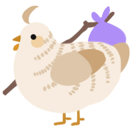 Eridani, a cream and beige chicken with a half-bar pattern