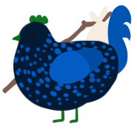 Abyss, a tumblr and ultramarine chicken with a speckle pattern