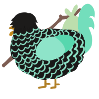 Lag00n, a sable and mint chicken with a lace pattern