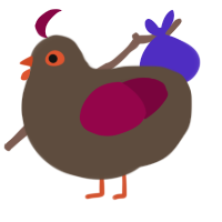 Decadence, a bark and maroon chicken