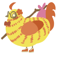 Candy corn, a yellow and vermilion chicken with a bar pattern