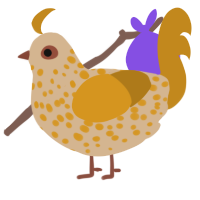 Lemon, a beige and ochre chicken with a speckle pattern