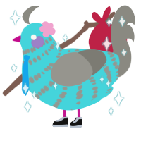 Miku, a aqua and ash chicken with a bar pattern