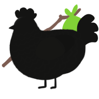 Voidhen, a black chicken with a lace pattern