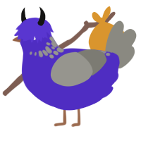 Bruce, a indigo and ash chicken with a neck-speckle pattern