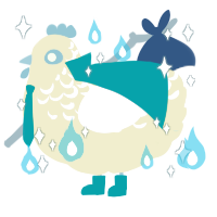 Kelp, a navy and sable chicken with a half-lace pattern