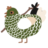 Green Flavoured, a olive and cream chicken with a lace pattern