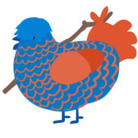 (unnamed), a sapphire and vermilion chicken with a lace pattern