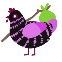 Scene kid, a black and orchid chicken with a bar pattern