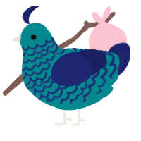 Tsunami, a teal and navy chicken with a lace pattern