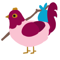 Rosé, a rose and maroon chicken with a head pattern