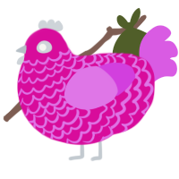 A fuchsia and orchid chicken with a lace pattern