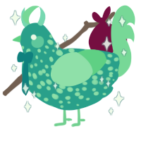 MEDCHICKEN, a turquoise and spring chicken with a speckle pattern