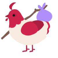 Cherry cake, a cream and crimson chicken with a head pattern