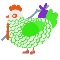 Mr Clem, a black and amethyst chicken with a lace pattern
