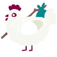 Standard Issue Hen, a white chicken with a half-lace pattern