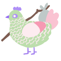 A gluppy and rose chicken with a lace pattern