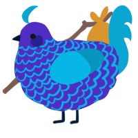 Vortex, a indigo and cerulean chicken with a lace pattern