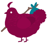 Raspberry, a maroon chicken with a half-lace pattern