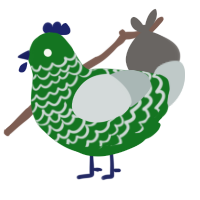 Pine Tree, a leaf and silver chicken with a lace pattern