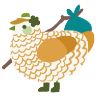 Harvest Moon, a white and orange chicken with a lace pattern