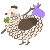 Milk, a cream and bark chicken with a lace pattern