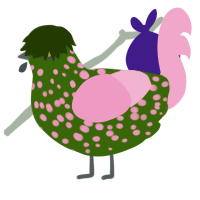 Water Curses, a lavender and leaf chicken with a speckle pattern